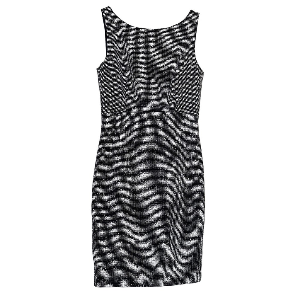 Escada Black White Textured Grid Sheath Dress Cotton Wool Blend
